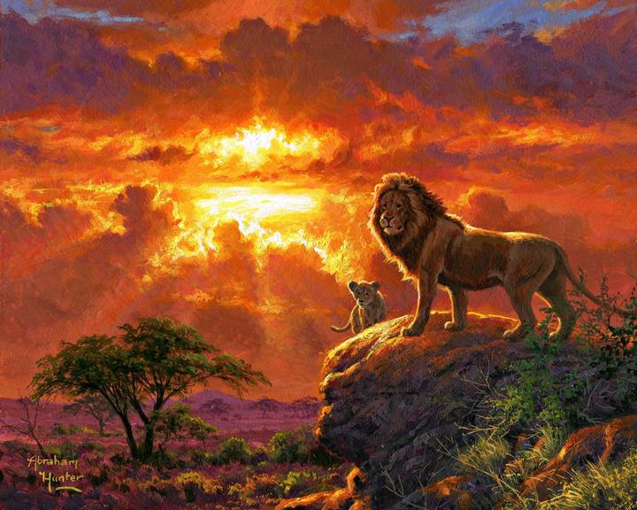 Produktbild Figured'Art Malen nach Zahlen Löwe und Sonnenuntergang ohne Keilrahmen