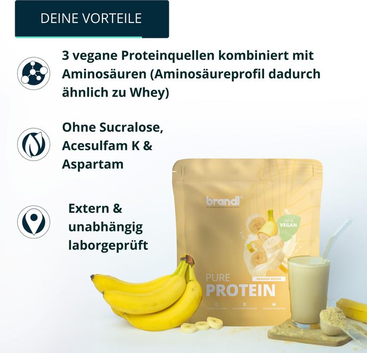 Immagine prodotto Brandl-Nutrition Polvere di Proteine Pure Vegan (Banana, 1 pz., 1000 g)