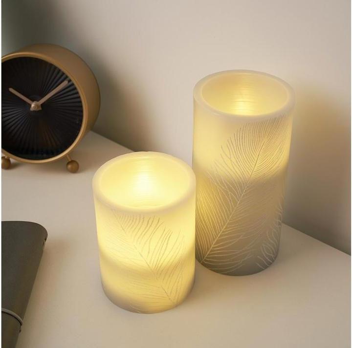 Actual product image Pauleen LED candles set Cosy Feather Ø 7.6 cm, set of 2, gray (1 x)