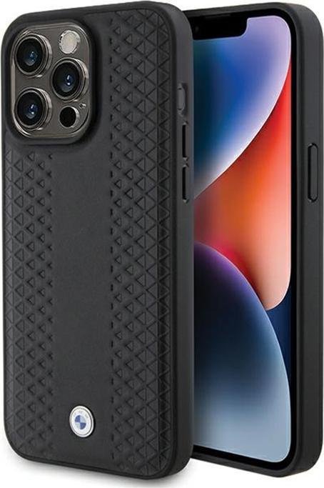 Image du produit BMW BMHCP15X22RFGK iPhone 15 Pro Max 6.7" czarny/black Motif en cuir Diamond (Apple iPhone 15 Pro Max)