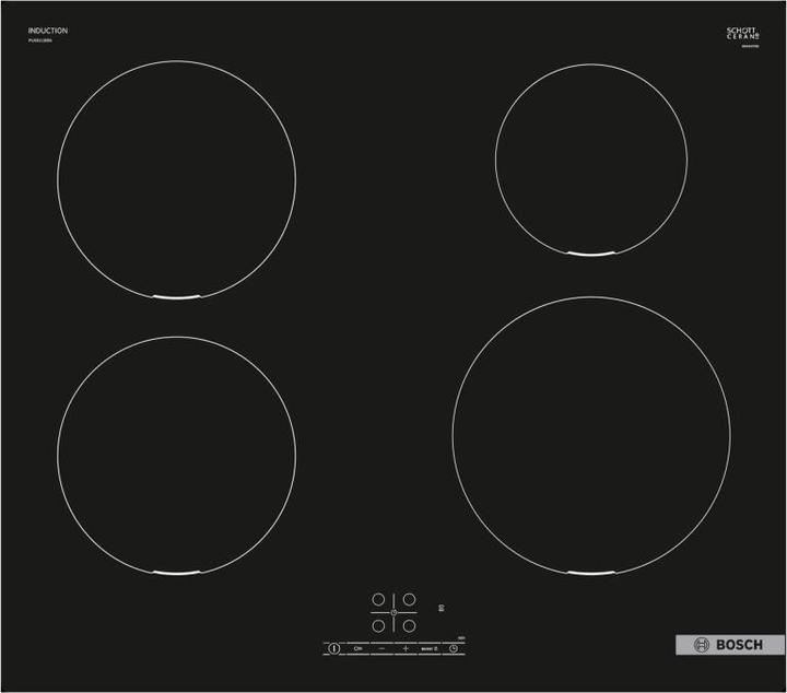 Actual product image Bosch Hausgeräte Series 4 PUE611BB6E hob Black Built-in Zone induction hob 4 zone(s)