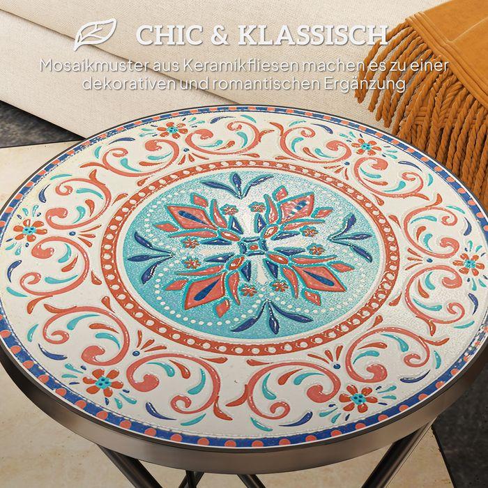 Produktbild Swisshandel24 Beistelltisch klappbar Gartentisch Mosaik-Design Ø35,5x55 cm Mehrfarbig