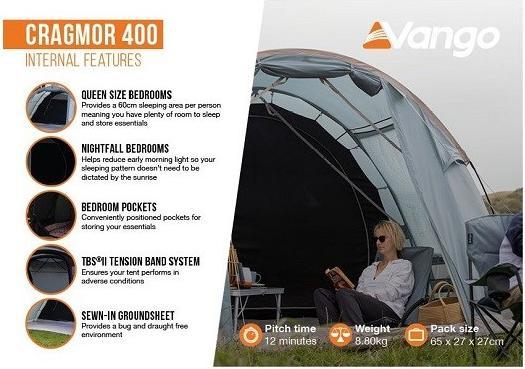 Immagine prodotto Vango Cragmor 400 (Tenda a tunnel, 7.70 kg, 4 persone)