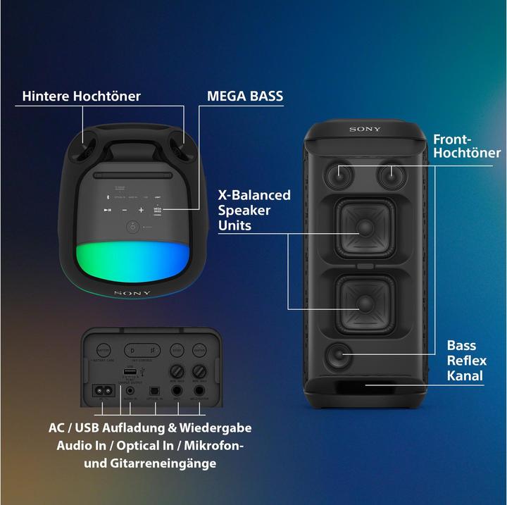 Productafbeelding Sony SRS-XV800 (25 h, Oplaadbare batterij, Elektrische stroom)