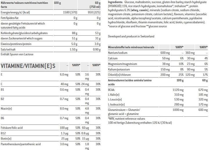Nährwerte und Zutaten Sponser Long Energy (Zitrone, 1 Stk., 1200 g)