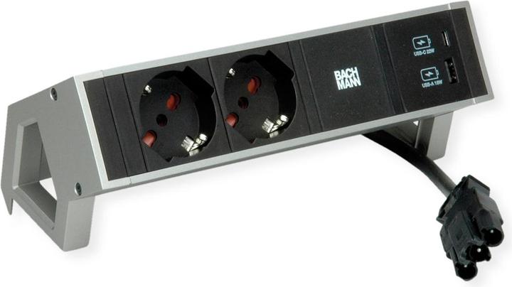 Produktbild Bachmann DESK2 2xP40 1xUSB A/C 22W 0,2m GST18 INOX (2 x, GST18, 0.20 m)