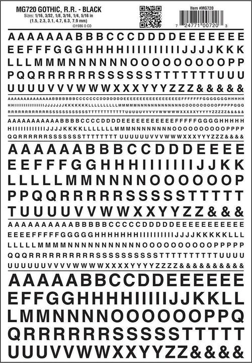 Woodland Scenics Lettere gotiche, nero