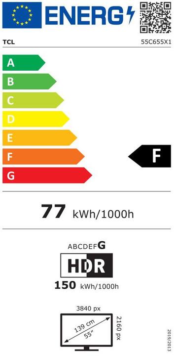 Energie-Label TCL 55C655 (55", QLED, 4K, 2024)