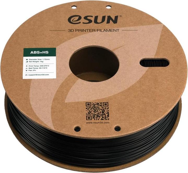 Produktbild eSUN EABS+HS 1,75mm BLACK 1kg (ABS, 1.75 mm, 1000 g, Schwarz)