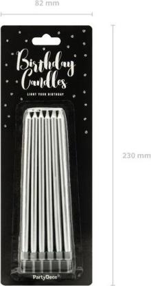 Produktbild Partydeco Geburtstagskerzen Silber 12,5cm 12 Stück (12 x)