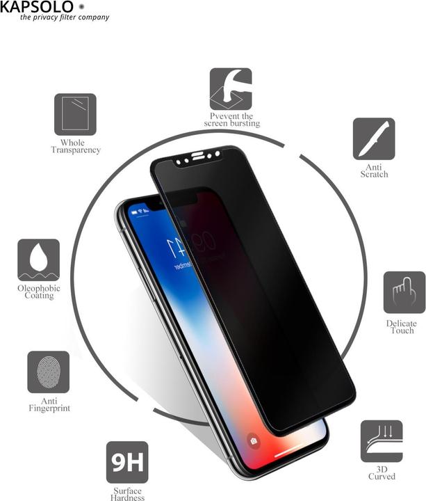 Actual product image Kapsolo Privacy Tempered GLASS iPhone 13 Pro Max,14 Plus,13 Ulti curved Protec (1 Piece, Apple iPhone 13)