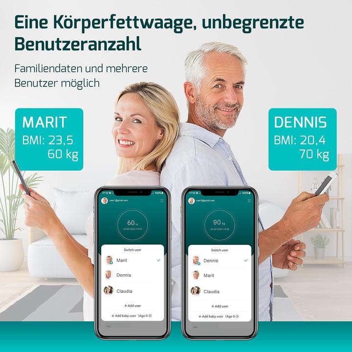 Actual product image Fitage Körperanalysewaage mit App (180 kg)