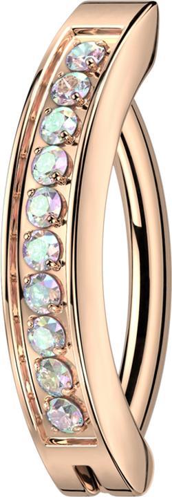 Star Piercing Banane klappbar rosegold Schild Kristalle multicolor (Titan G23, ohne Messing)