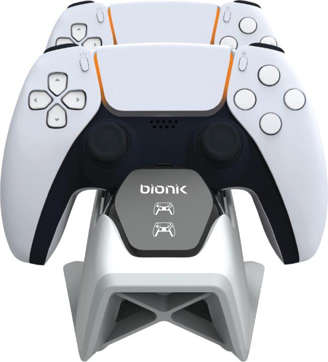Actual product image Bionik BNK-9067 PS5 Power Stand - Dual Controller Dock Charge Stand (White) (PS5)