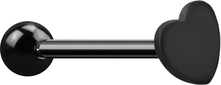 Image du produit Star Piercing Barbell schwarz mit Kugel und Herz (sans laiton, Acier chirurgical 316L)