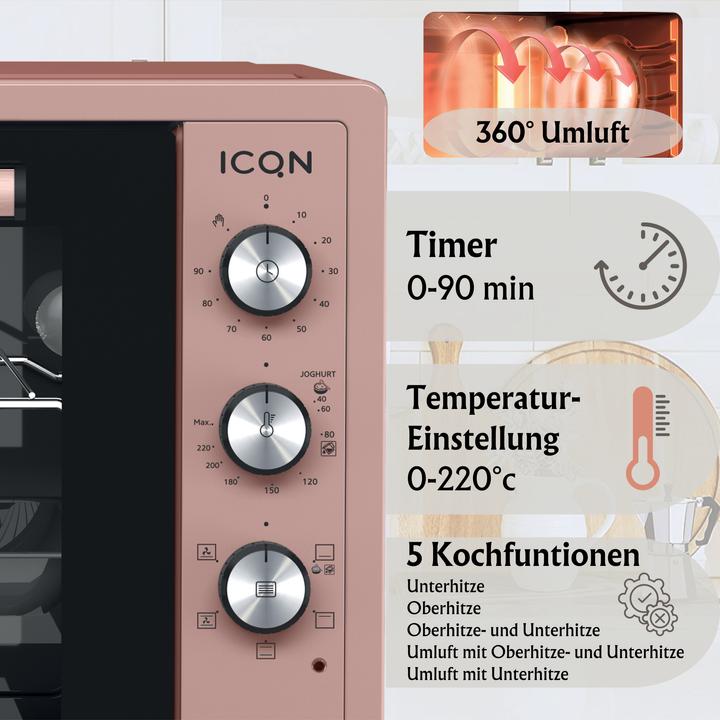 Actual product image Icqn XXL Vrijstaande Oven - 60L - Convectie Mini Oven - Hetelucht /u0026 Grillfunctie - Gemailleerde Holt