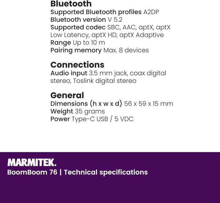 Actual product image Marmitek Récepteur Bluetooth BoomBoom 76 (Receiver)