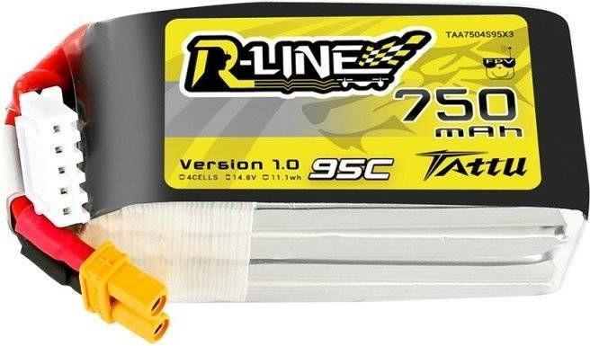 Actual product image Tattu R-Line 750mAh 14.8V 95C 4S1P JST-XHR Battery (14.80 V, 750 mAh)