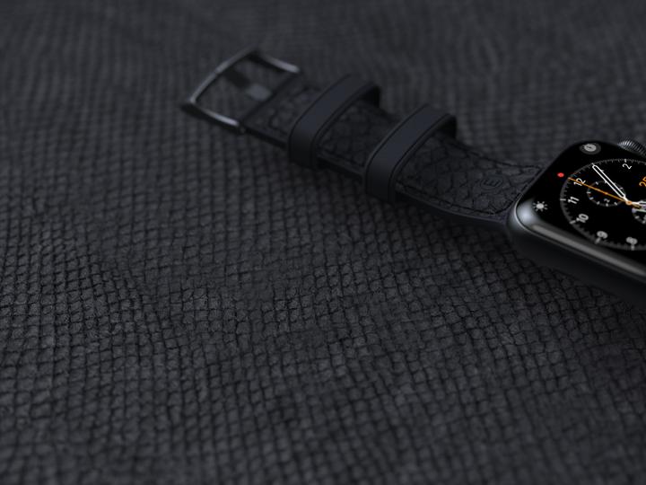 Actual product image Njord Vindur Watch Strap for Apple Watch 44/45mm (45 mm, Vegan Leather, Stainless steel fastener, Salmon leather)