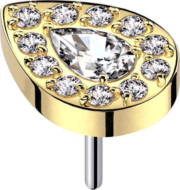 Actual product image Star Piercing Threadless vergoldet Kristalltropfen silber umrandende Kristalle silber (Titanium G23, without brass)