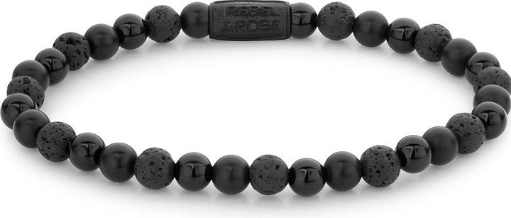 Produktbild Rebel & Rose Armband Black Rocks RR-60088-B-L Herren (19 cm, Onyx, Edelstahl, Achat, Lavastein)