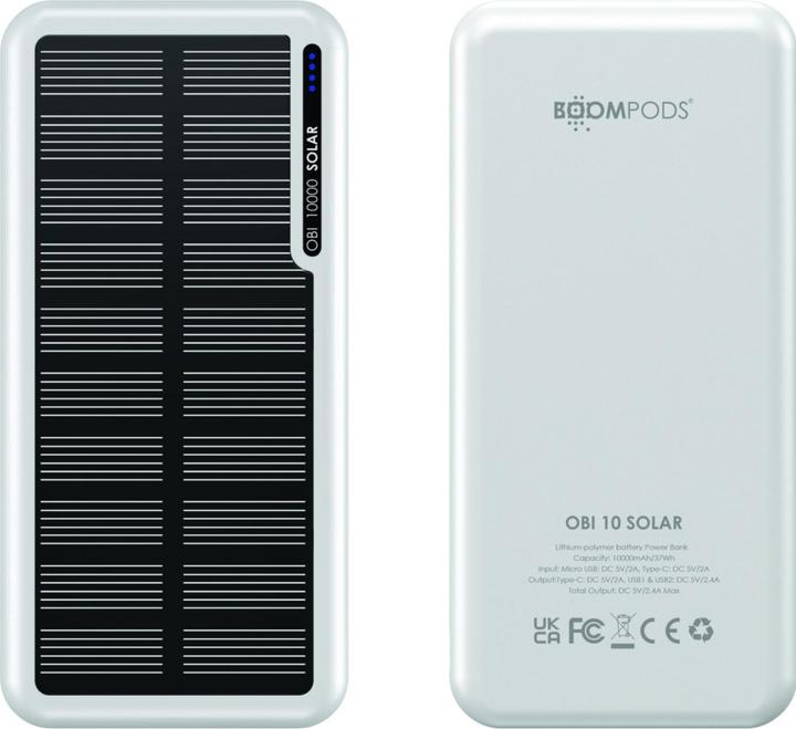 Produktbild Boompods Obi 10,000mAh Solar Powerbank - White (10000 mAh)