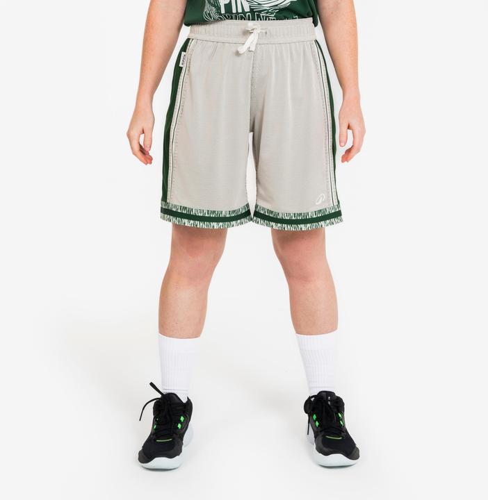 Image du produit Kipsta Short de Basketball reversible Adulte - SHR-500 Beige Vert (XL)