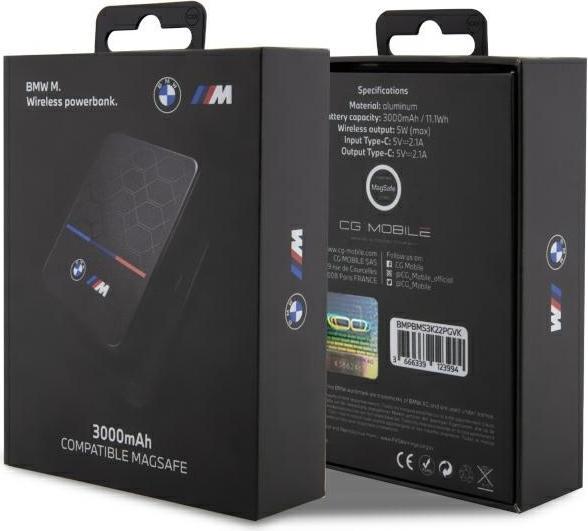 Produktbild BMW Powerbank indukcyjny BMPBMS3K22PGVK 5W 3000mAh + kabel czarny/black M Collection MagSafe (3000 mAh, 5 W, 11000 Wh)