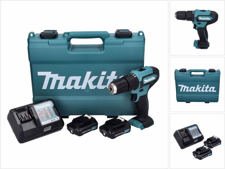 Actual product image Makita HP333DWAE Cordless impact drill 12V MAX, 2x 2.0 Ah Li-Ion 30 (Rechargeable battery operated)