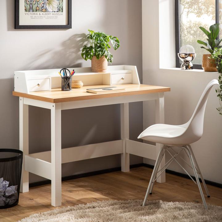 Produktbild FineBuy Schreibtisch Bürotisch 106 cm Weiss Schublade Platzsparend Computertisch
