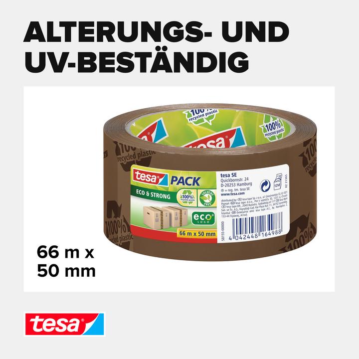 Actual product image tesa tesapack ECO & STRONG packaging tape - environmentally friendly packaging tape made from 100 % (50 mm)