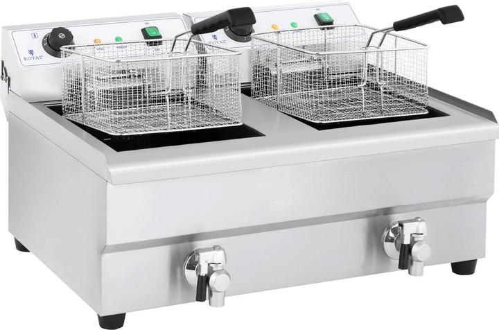Actual product image Royal Catering Electric Deep Fryer - 2 x 16 Litres with Drain Tap