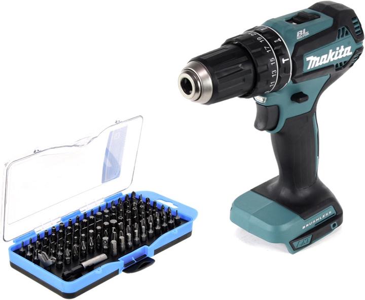 Actual product image Makita DHP 485 Z Battery impact drill 18 V 50 Nm Brushless + 100 pcs. bit set - without battery, without (Rechargeable battery operated)