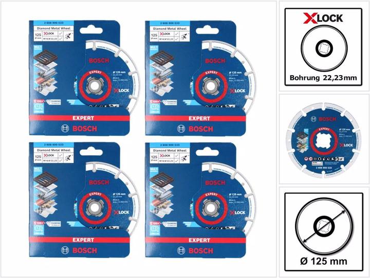 Bosch Professional Bosch X-LOCK Diamant Metallscheiben Trennscheibe 125 x 22,23 mm ( 4x 2608900533 ) Expert 4 Stk. für