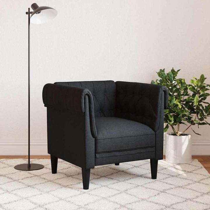 Productafbeelding VidaXL Chesterfield fauteuil gestoffeerde fauteuil loungestoel clubfauteuil zwarte stof