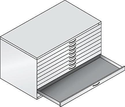 Produktbild C+P Zeichnungsschrank, DIN A0, 10 Schubladen, Höhe 760 mm, schwarzgrau / lichtgrau