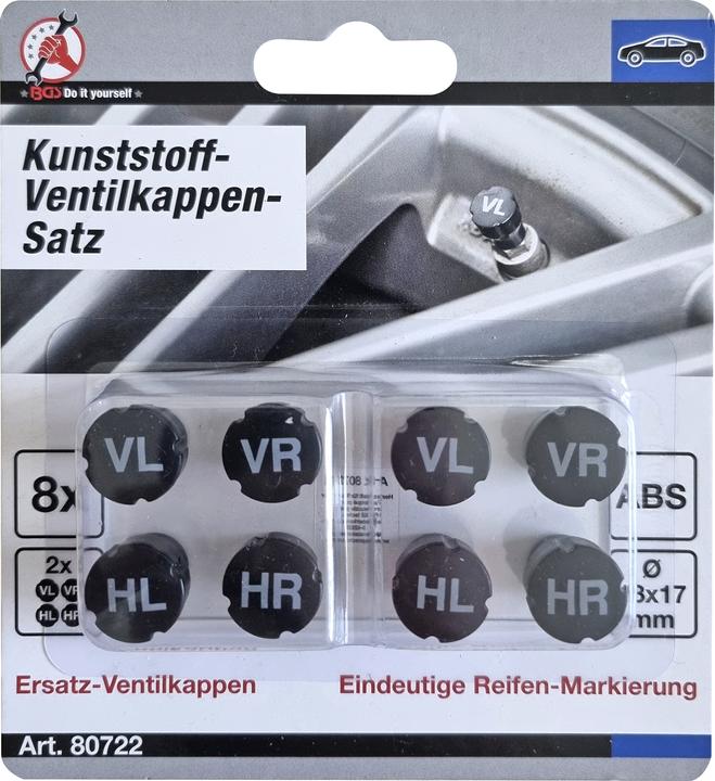 Actual product image BGS Plastic Valve Cap Set | for Tire Marking | 8 pcs.