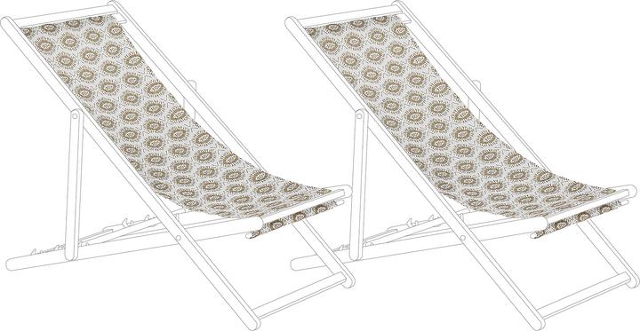 Actual product image Beliani Fabric cover set of 2 for garden loungers ANZIO / AVELLINO boho pattern sand beige
