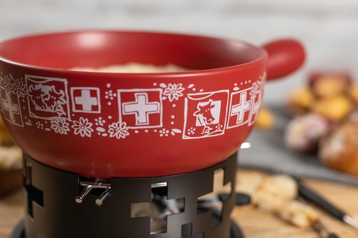 Immagine prodotto Kuhn Rikon Set per fonduta di formaggio rosso svizzero - Ø 23 cm (Fondue di formaggio)