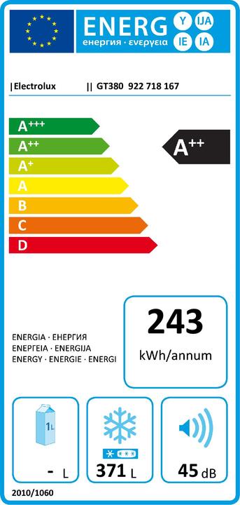 Etichetta energetica Electrolux GT380 (Struttura autonoma, 371 l)