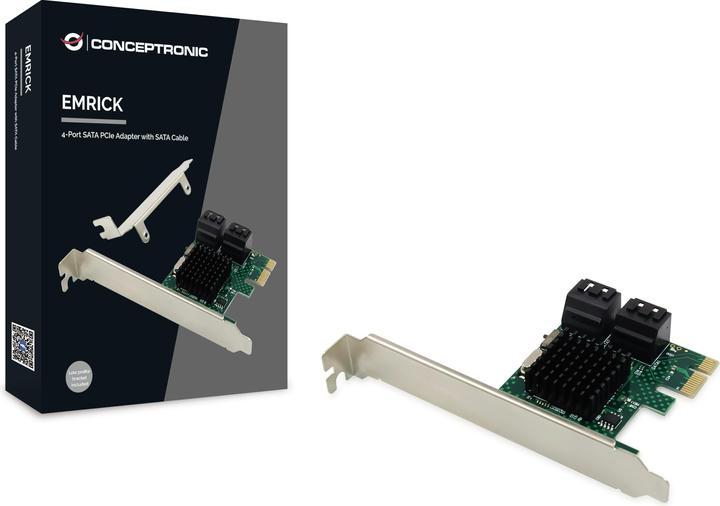 Actual product image Conceptronic EMRICK 4-port SATA PCIe adapter with SATA cable