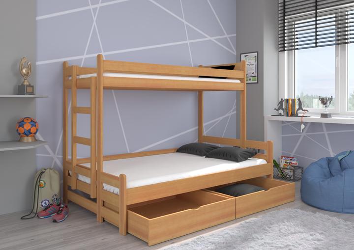 Actual product image ADRK Furniture Bunk Bed Triple with Mattresses BENITO 200x80 (200 x 80 cm)