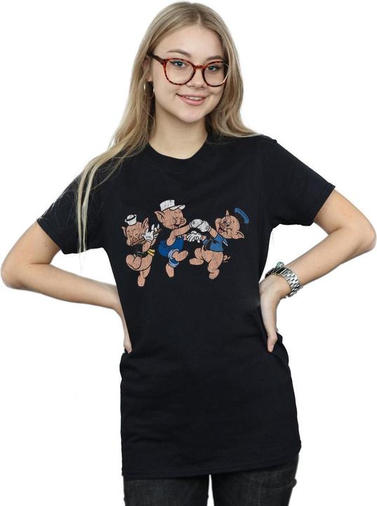 Actual product image Disney Womens/Ladies Three Little Pigs Having Fun Cotton Boyfriend T-Shirt (L)