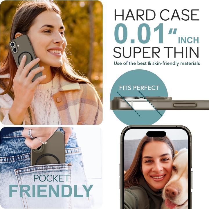 Actual product image Nalia Extremely thin 0.3mm hard case with MagSafe, matt cover (Apple iPhone 16)