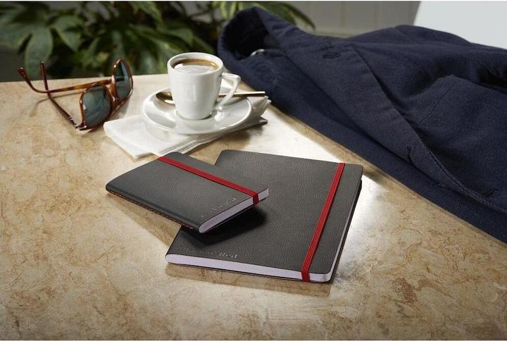 Actual product image Oxford Black n' Red A5 Soft Cover Casebound Business Journal Ruled & Numbered 144 Page Black (A5, Lined, Soft cover)