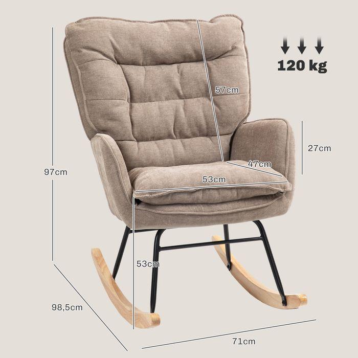 Image du produit Swisshandel24 Schaukelstuhl Armlehnsessel mit Chenilleoptik für Schlafzimmer, bis 12kg, braun