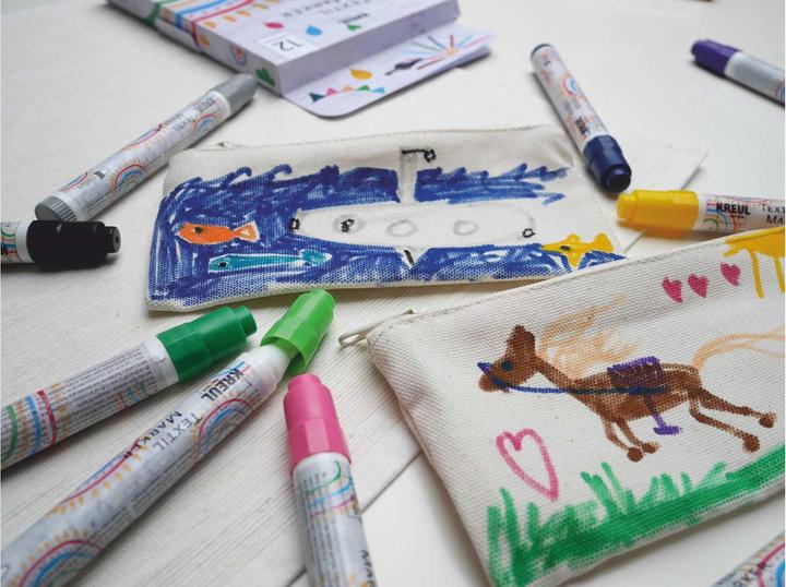 Produktbild Kreul T-Shirt-Painter (Braun, Grün, Orange, Violett, Hellblau, Hellgrün, 4 mm, 12 x)