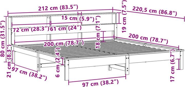 Produktbild VidaXL Bett ohne Matratze 200x200 (200 x 200 cm)
