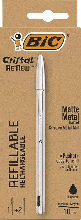 Image du produit Bic Stylo à bille Cristal RE'NEW, noir (Argent, 1 x)