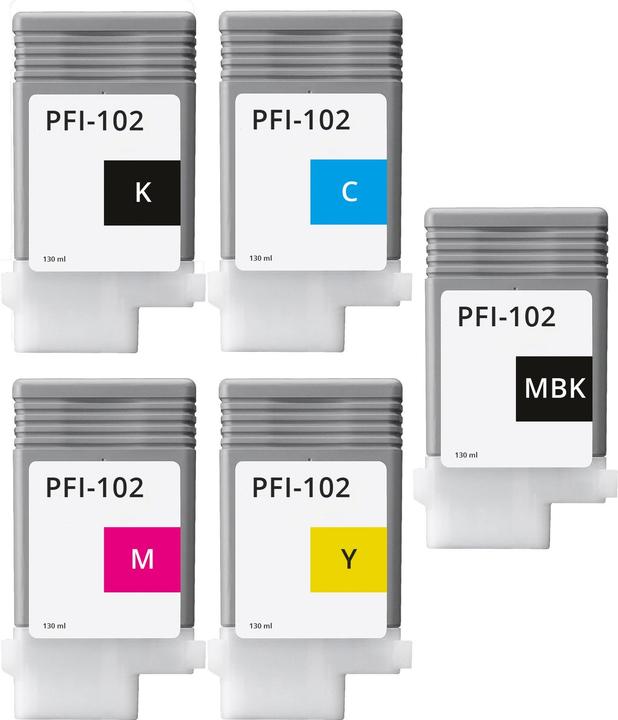 Produktbild Druckfuxx 5 TINTE PATRONEN für Canon imagePROGRAF IPF 500 510 600 605 610 700 71